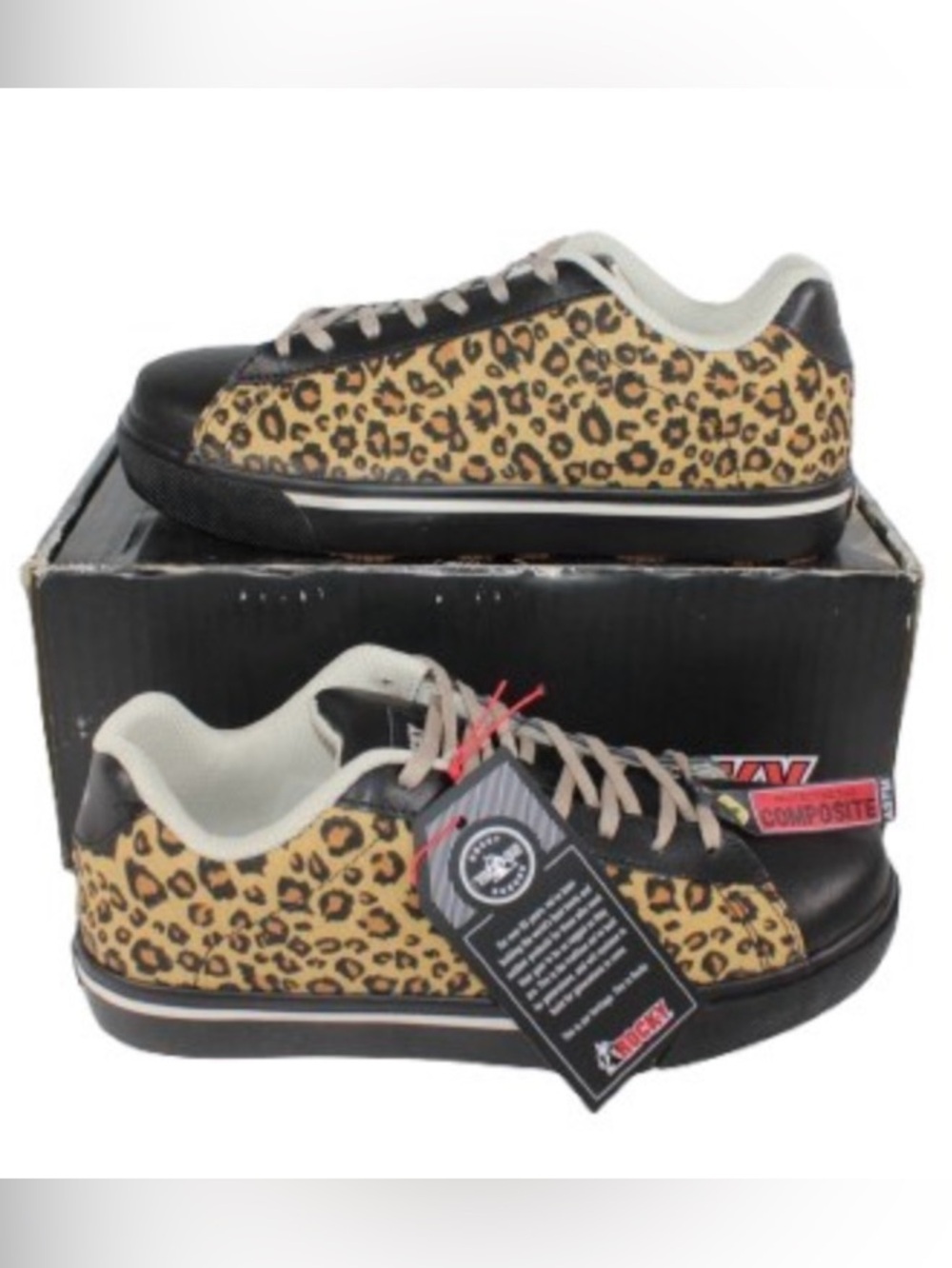 New in Box Women's ROCKY SR CASUALS Leopard/Black Work Shoes — Size 7 Wide